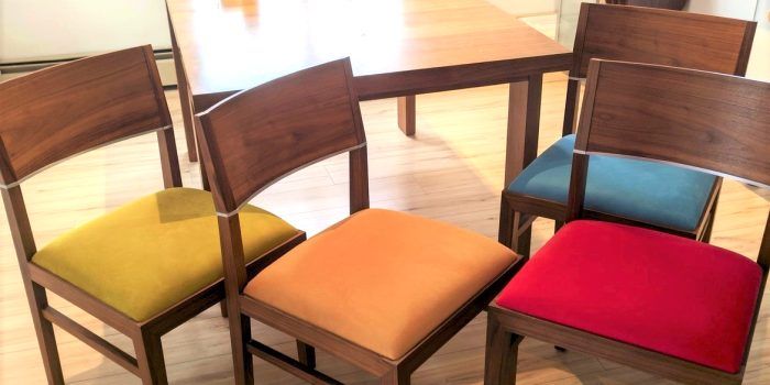 Custom reupholstery for dining chairs, custom residential reupholstery.