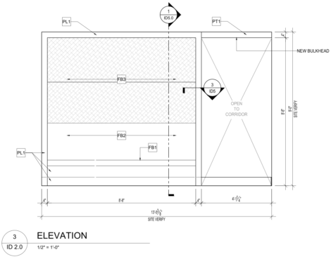 Drawing for Contract Banquette in Felt Upholstered by United Upholstery