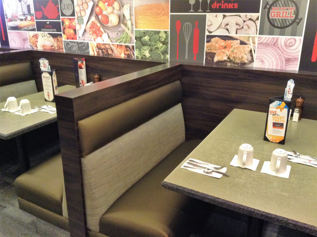 Restaurant and Diner Booths, Banquettes, and Bench reupholstered by United Upholstery
